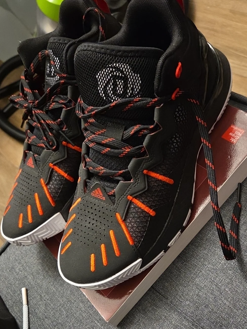 adidas Men’s Black & Orange Performance Basketball Sneakers